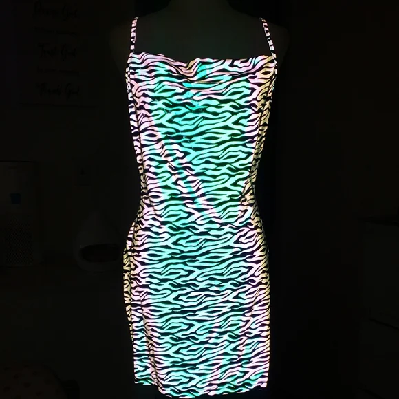 SHEIN | Dresses | Neon Zebra Print Bodycon Dress | Poshmark